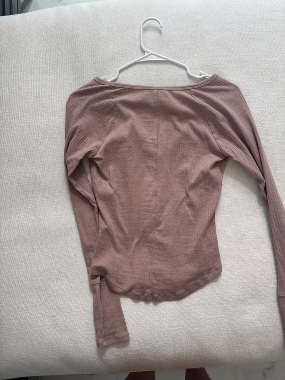 Free People Ribbed Scoop Henley Top - Mauve